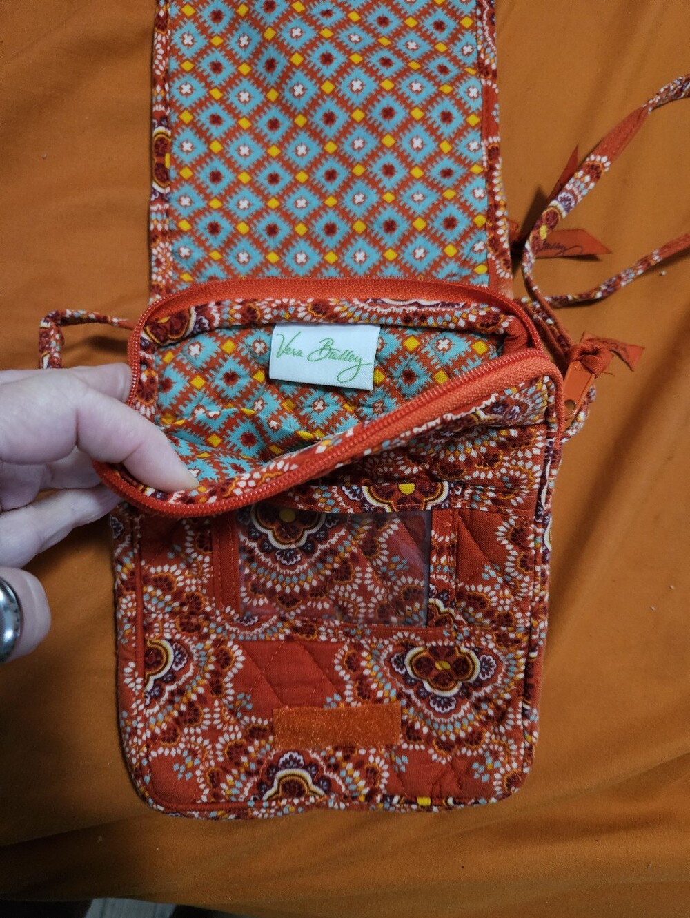 Vera Bradley Small Orange Quilted Crossbody Bag